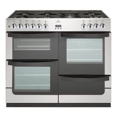 New World 100Cm Wide Dual Fuel Freestanding Range Cooker In Stainless Steel