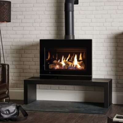 Riva2 F670 Glass Gas Stove With Black Glass Lining On Riva 120 High Bench