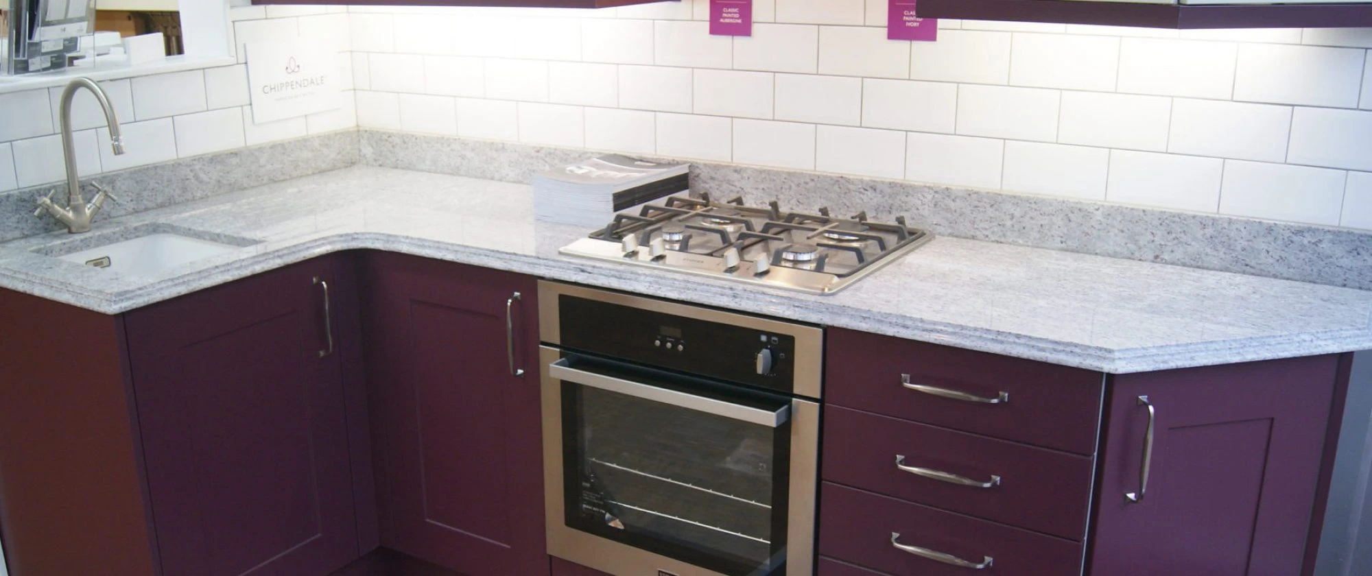 maroon kitchen imn watford showroom