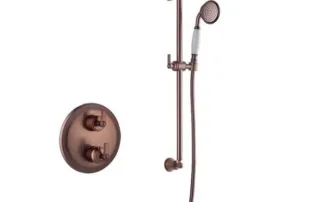 Traditional oil-rubbed bronze exposed shower set with rainfall head and handheld attachment