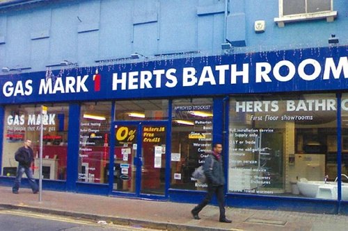 Exterior of the original Gas Mark 1 showroom on St Albans Road in Watford.